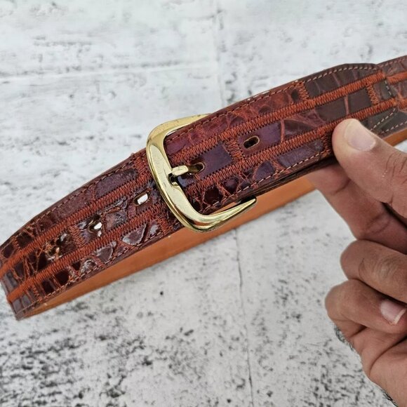 Nocona Belt Brown Genuine Leather Waistband Unisex Pin Buckle Size 26-28 inches - Picture 5 of 10